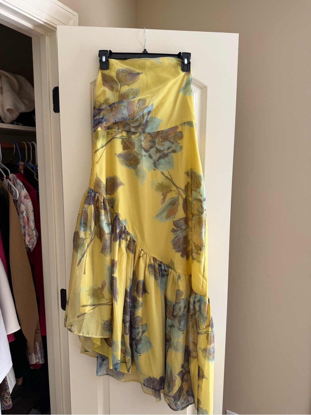 Abercrombie & Fitch Yellow Floral High-Low Skirt